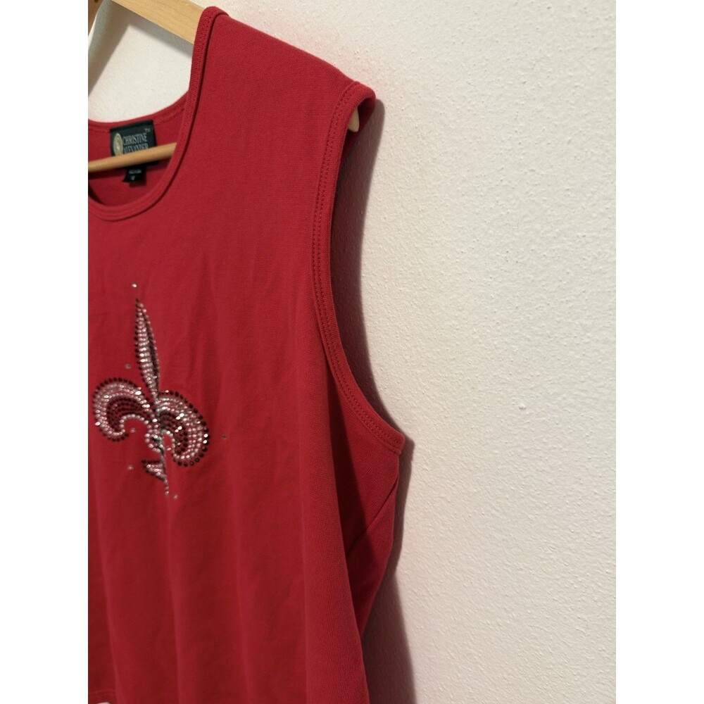 Christine Alexander Red Rhinestone Embellished Blouses Y2K Vintage Style Size XL - Picture 5 of 16
